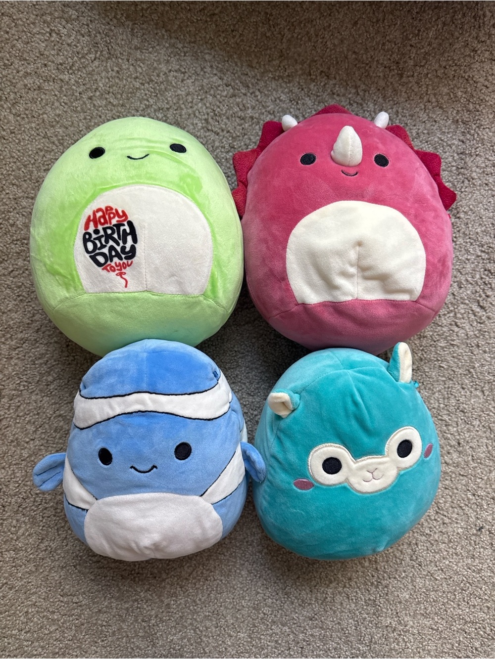 Squishmallows Plush Bundle - Pink, Green, Blue, Teal Cute Characters